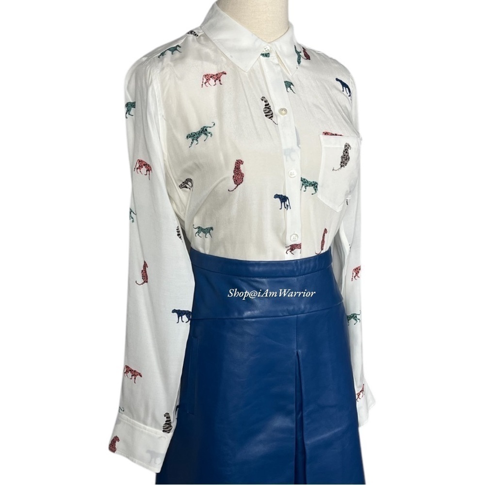 Rails Colorful Cat Print Long Sleeve Collared Vis… - image 8